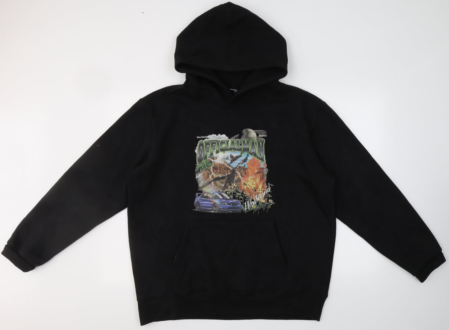 boohooMAN Mens Black  Cotton Pullover Sweatshirt Size L   - OfficialMan, car, eagle