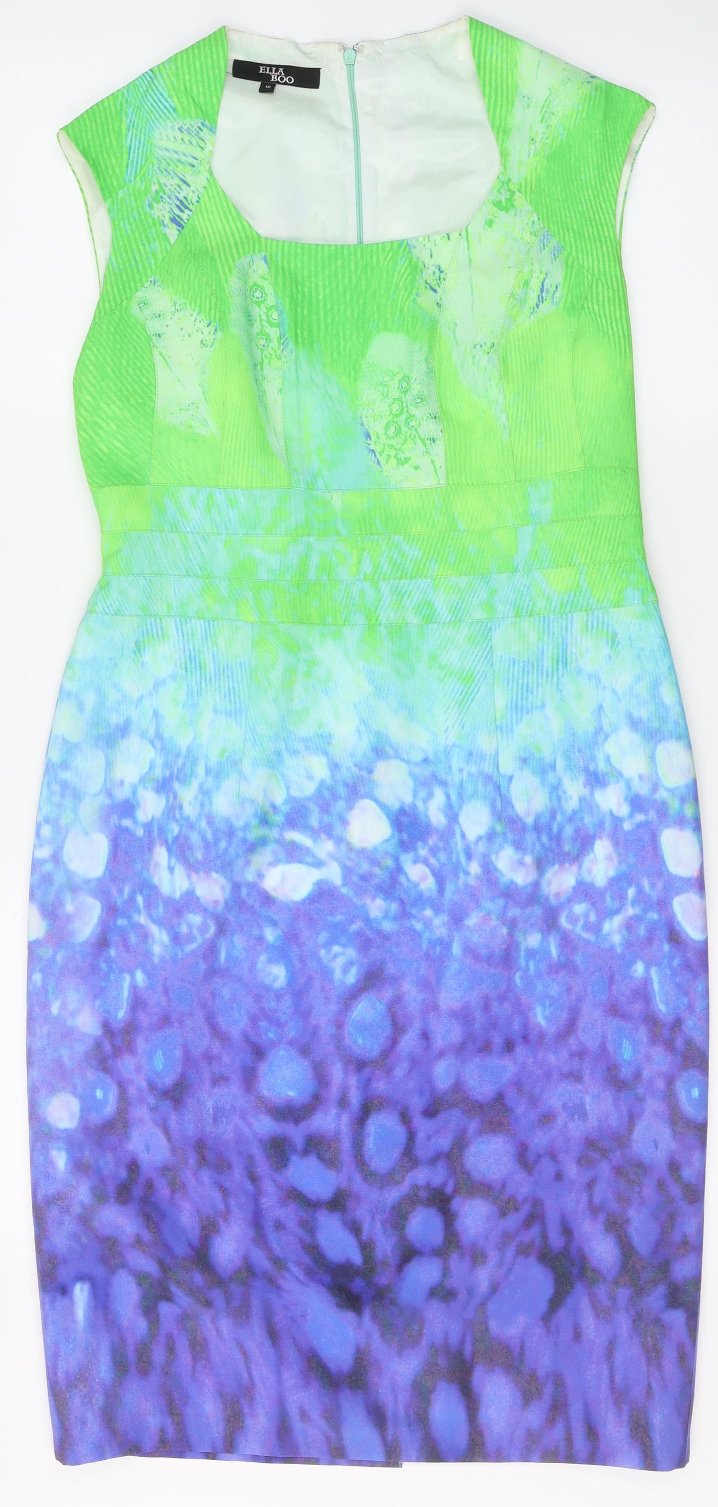 ELLA BOO Womens Multicoloured Animal Print Polyester A-Line  Size 10  Square Neck
