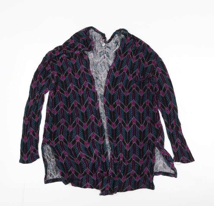 H&M Womens Multicoloured Round Neck Geometric Viscose Cardigan Jumper Size S