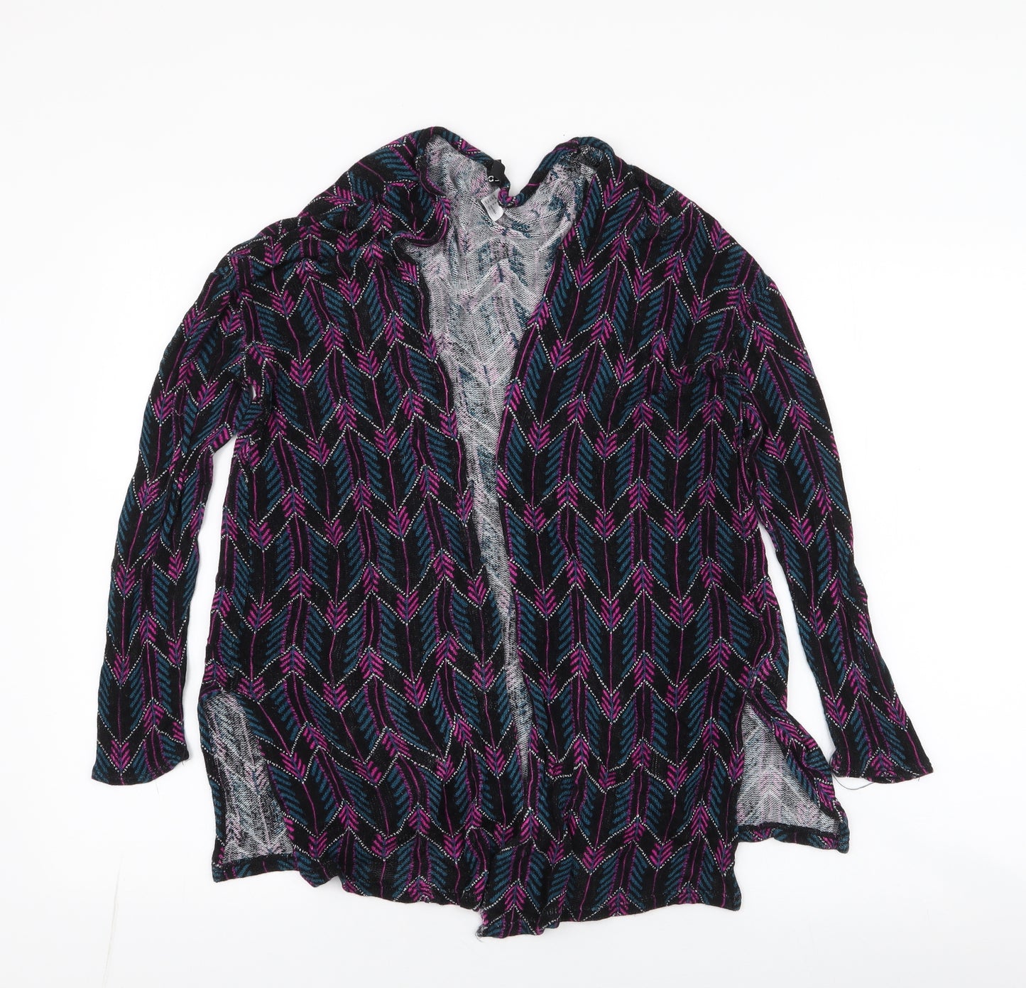H&M Womens Multicoloured Round Neck Geometric Viscose Cardigan Jumper Size S