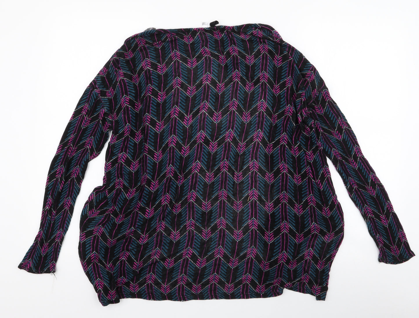 H&M Womens Multicoloured Round Neck Geometric Viscose Cardigan Jumper Size S