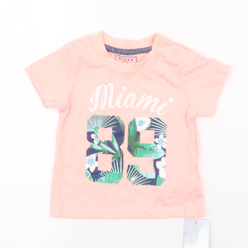 Early Days  Orange Floral Polyester Jersey T-Shirt Size 6-9 Months Round Neck Pullover - miami 89