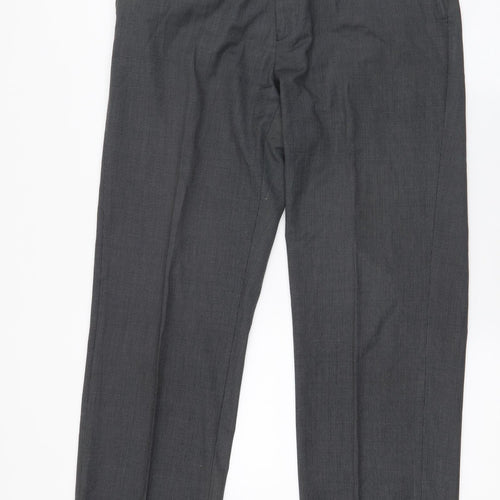 BHS Mens Grey  Polyester Dress Pants Trousers Size 33 in L29 in Regular Zip