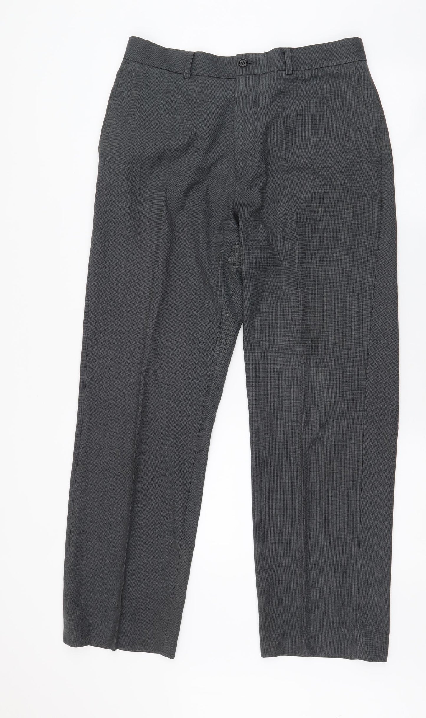 BHS Mens Grey  Polyester Dress Pants Trousers Size 33 in L29 in Regular Zip