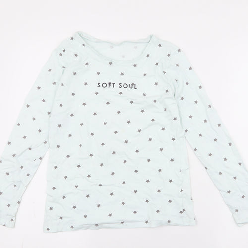 George Girls Blue Spotted 100% Cotton Jersey T-Shirt Size 8-9 Years Round Neck Pullover - soft soul , stars