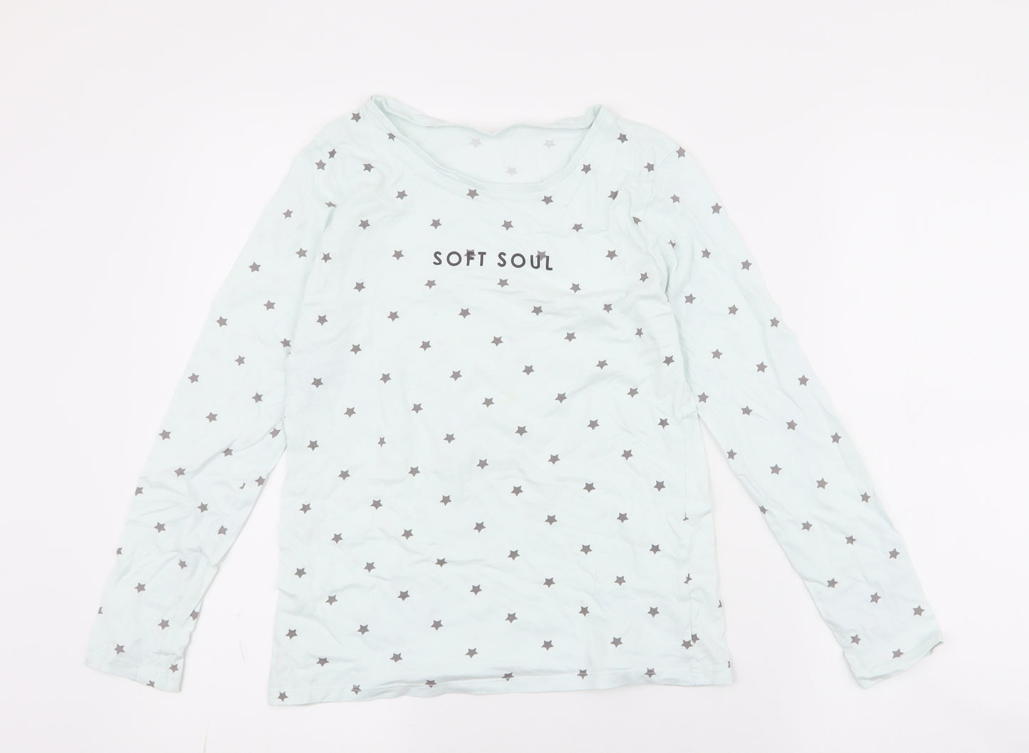 George Girls Blue Spotted 100% Cotton Jersey T-Shirt Size 8-9 Years Round Neck Pullover - soft soul , stars