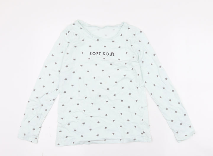 George Girls Blue Spotted 100% Cotton Jersey T-Shirt Size 8-9 Years Round Neck Pullover - soft soul , stars