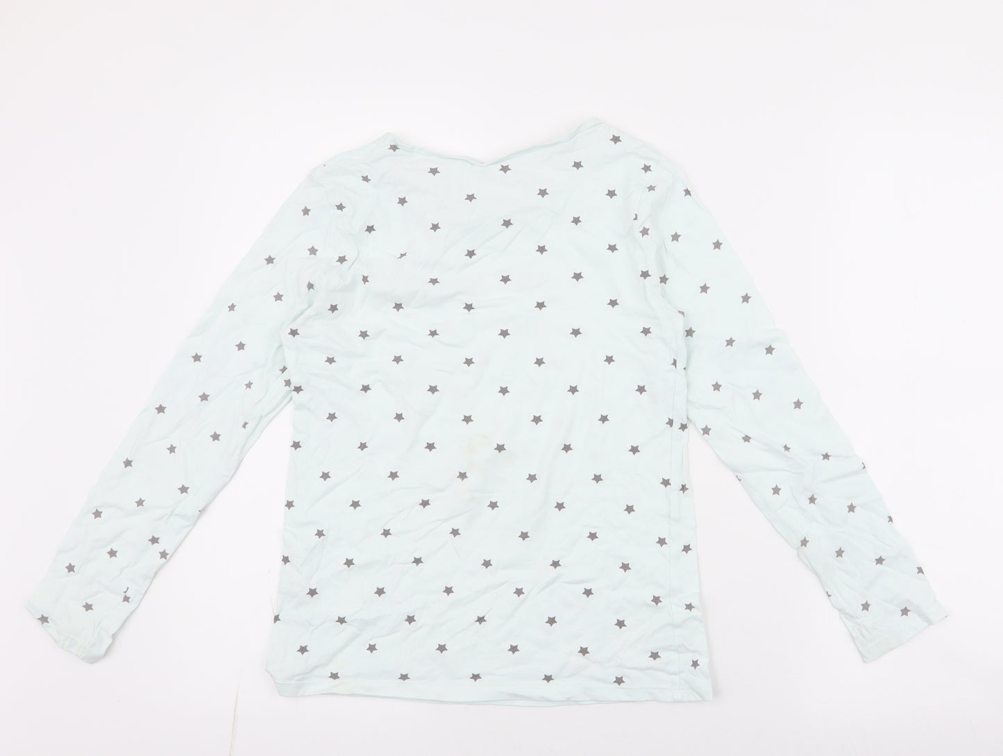George Girls Blue Spotted 100% Cotton Jersey T-Shirt Size 8-9 Years Round Neck Pullover - soft soul , stars