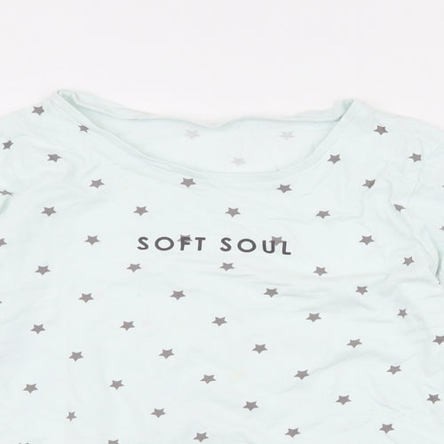 George Girls Blue Spotted 100% Cotton Jersey T-Shirt Size 8-9 Years Round Neck Pullover - soft soul , stars