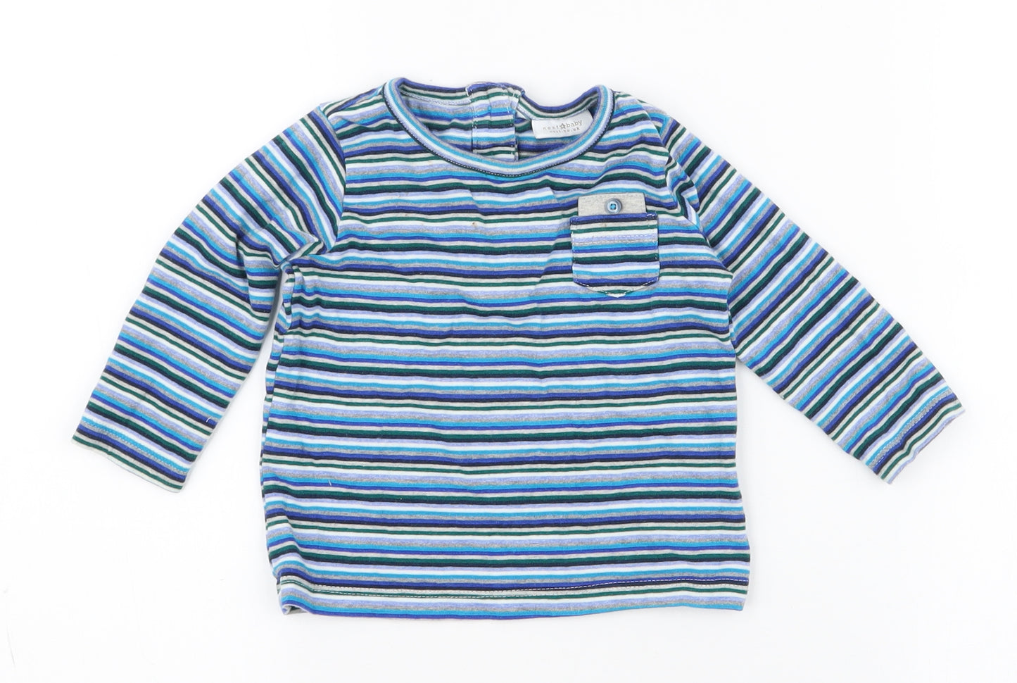 NEXT  Multicoloured Striped 100% Cotton Jersey T-Shirt Size 6-9 Months Round Neck Pullover