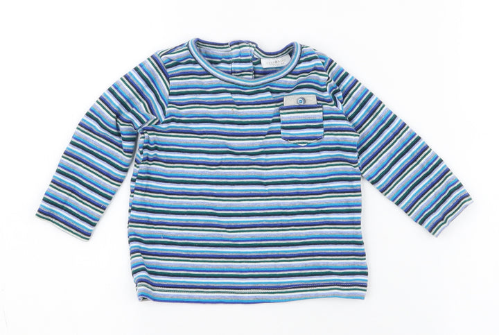 NEXT  Multicoloured Striped 100% Cotton Jersey T-Shirt Size 6-9 Months Round Neck Pullover