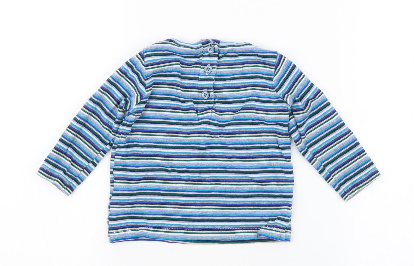 NEXT  Multicoloured Striped 100% Cotton Jersey T-Shirt Size 6-9 Months Round Neck Pullover