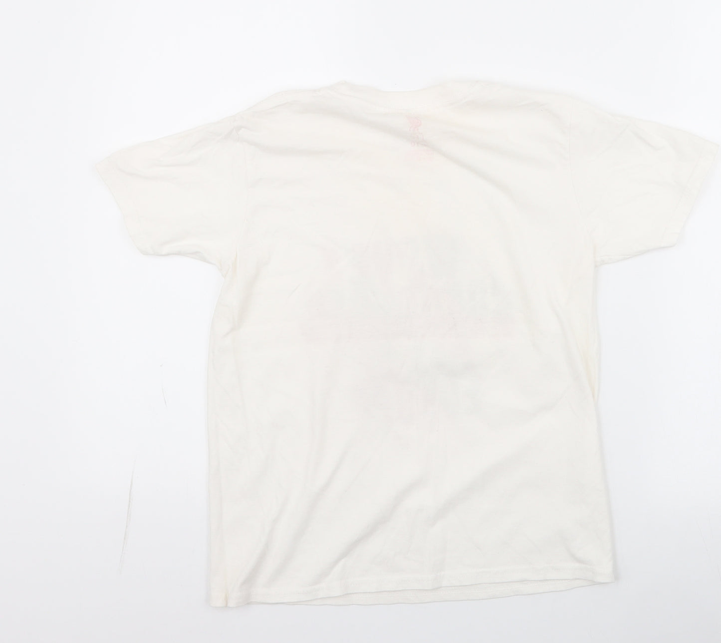 Liverpool FC Boys White  100% Cotton Jersey T-Shirt Size 9-10 Years Round Neck Pullover