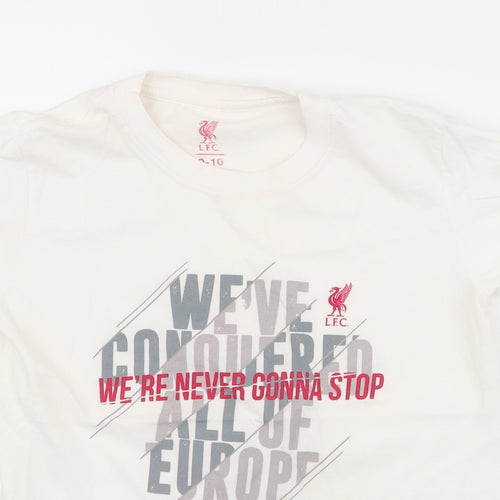 Liverpool FC Boys White  100% Cotton Jersey T-Shirt Size 9-10 Years Round Neck Pullover
