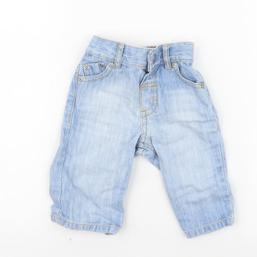 NEXT Boys Blue  100% Cotton Cargo Jeans Size 3-6 Months  Button
