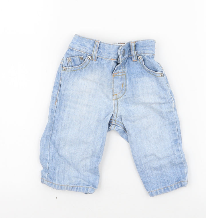 NEXT Boys Blue  100% Cotton Cargo Jeans Size 3-6 Months  Button