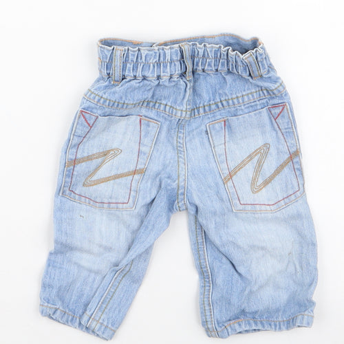 NEXT Boys Blue  100% Cotton Cargo Jeans Size 3-6 Months  Button
