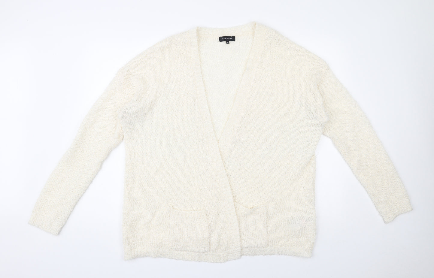 New Look Womens Ivory Round Neck  Acrylic Cardigan Jumper Size 18