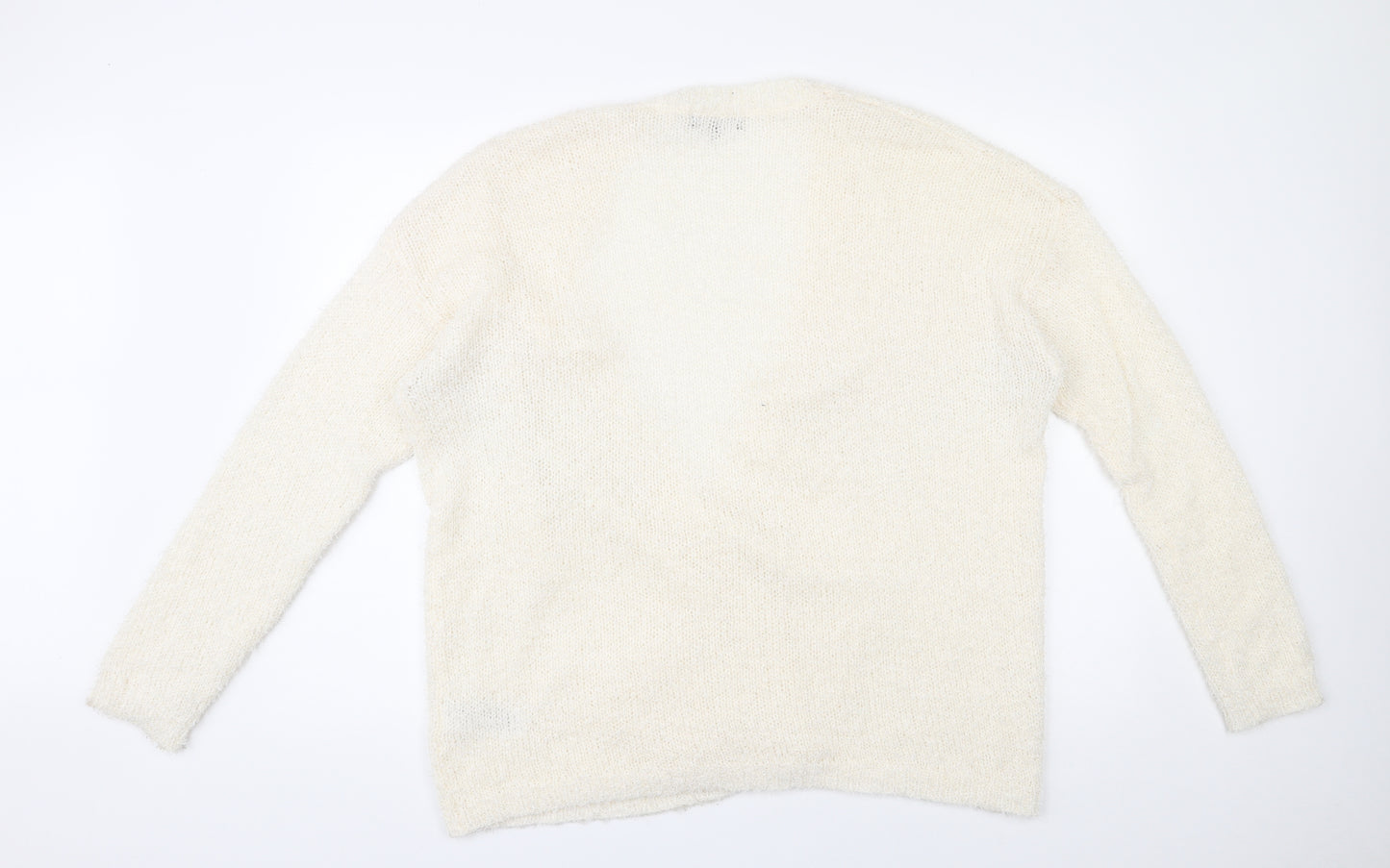 New Look Womens Ivory Round Neck  Acrylic Cardigan Jumper Size 18