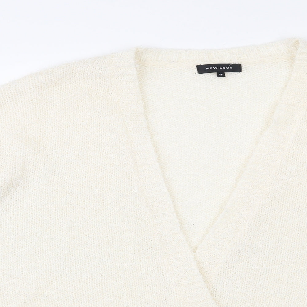 New Look Womens Ivory Round Neck  Acrylic Cardigan Jumper Size 18