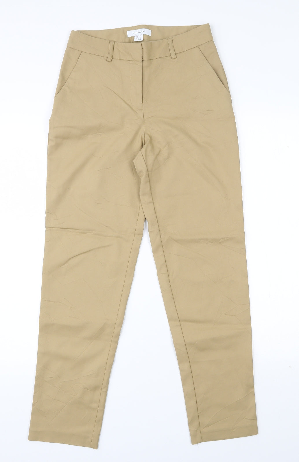 Primark Womens Beige  Cotton Capri Trousers Size 6 L28 in Regular Zip
