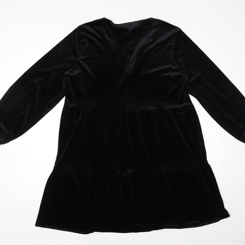 H&M Womens Black  Polyester Trapeze & Swing  Size M  V-Neck Pullover