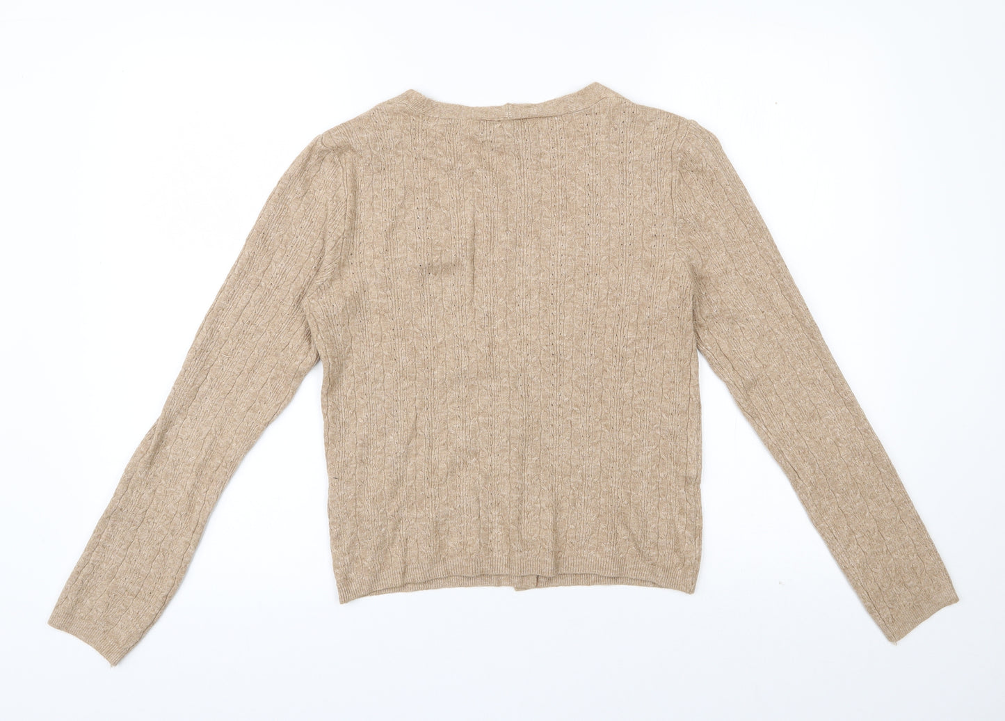 Stradivarius Womens Beige V-Neck  Viscose Cardigan Jumper Size L