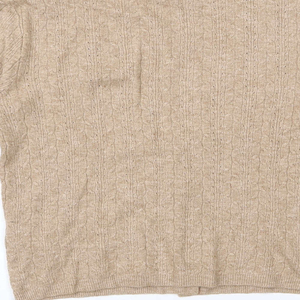 Stradivarius Womens Beige V-Neck  Viscose Cardigan Jumper Size L