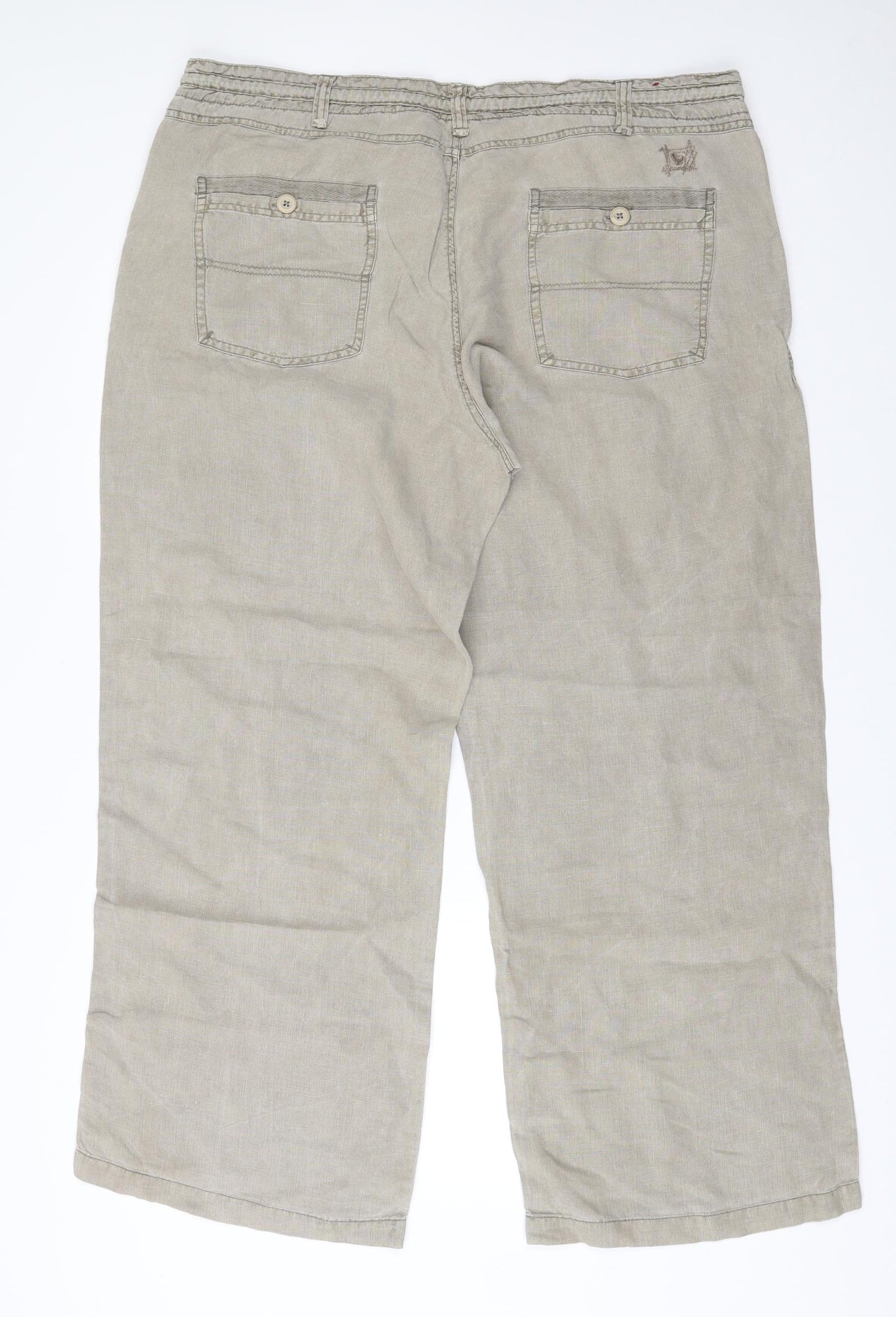 River Island Mens Beige  Linen Dress Pants Trousers Size 38 in L32 in Regular Button