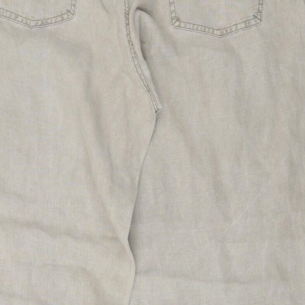 River Island Mens Beige  Linen Dress Pants Trousers Size 38 in L32 in Regular Button