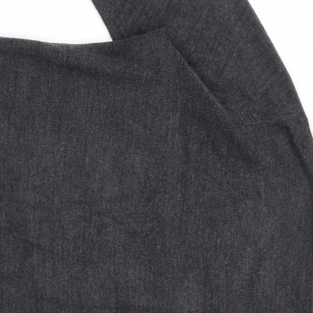 F&F Womens Grey Round Neck  Acrylic Cardigan Jumper Size 14