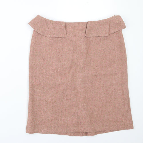 Joseph  Womens Pink Herringbone Wool A-Line Skirt Size 10   Zip