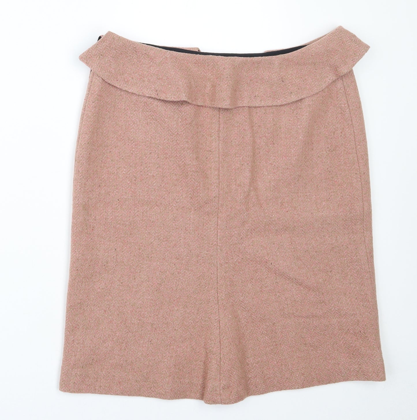 Joseph  Womens Pink Herringbone Wool A-Line Skirt Size 10   Zip