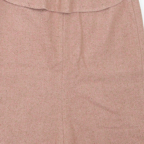 Joseph  Womens Pink Herringbone Wool A-Line Skirt Size 10   Zip