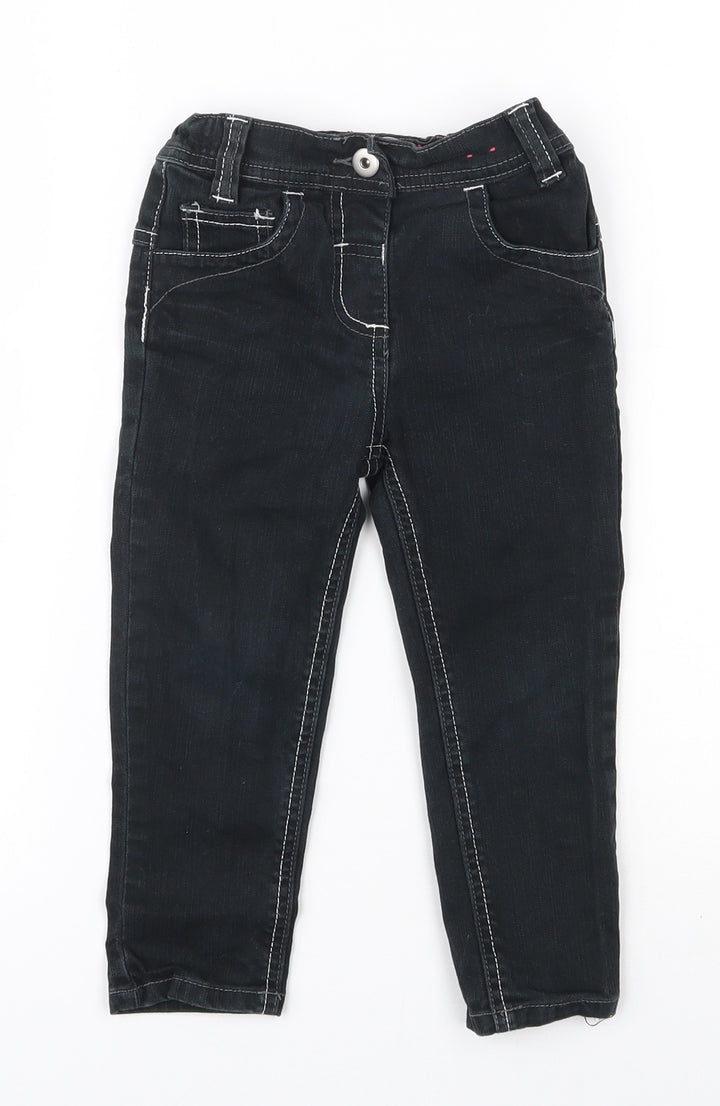 Adams Girls Black  Cotton Skinny Jeans Size 3 Years  Regular Button
