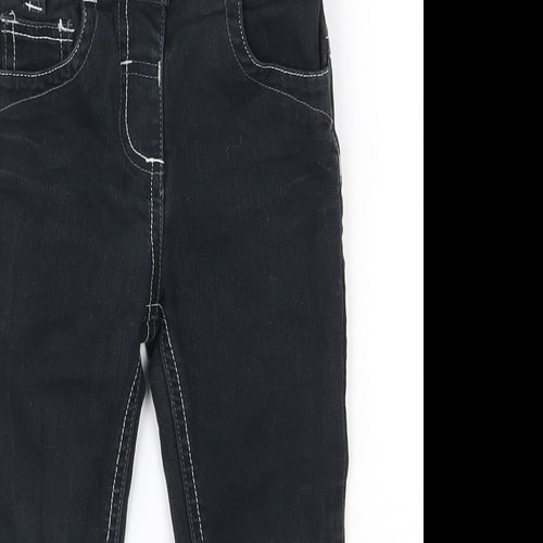 Adams Girls Black  Cotton Skinny Jeans Size 3 Years  Regular Button