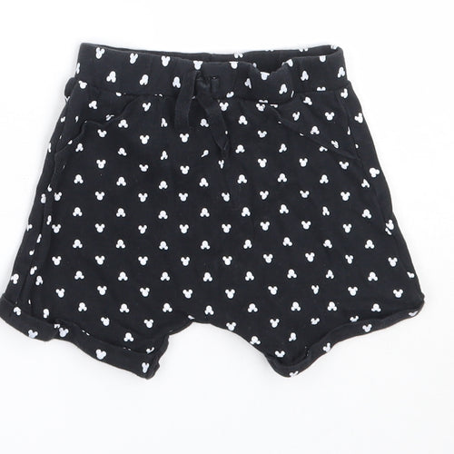 George Boys Black  Cotton Cropped Trousers Size 12-18 Months   - mickey mouse