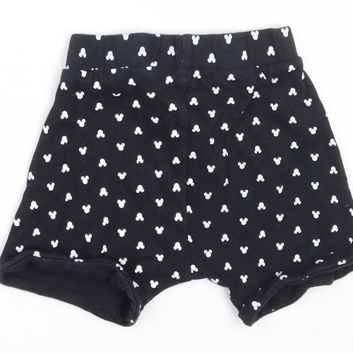 George Boys Black  Cotton Cropped Trousers Size 12-18 Months   - mickey mouse