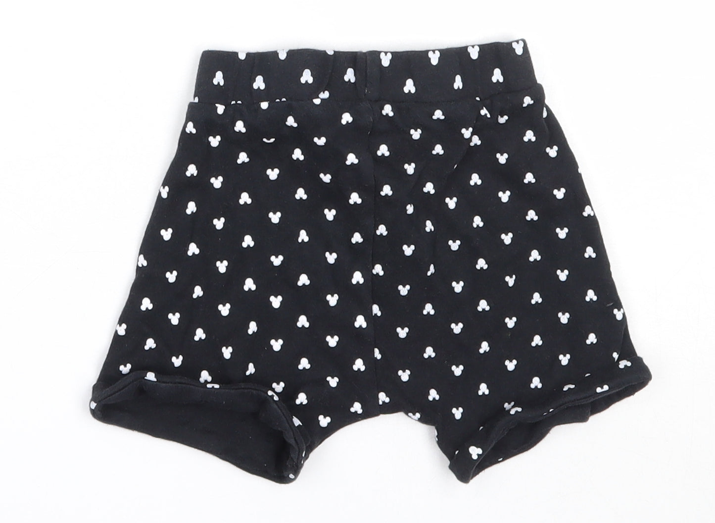 George Boys Black  Cotton Cropped Trousers Size 12-18 Months   - mickey mouse