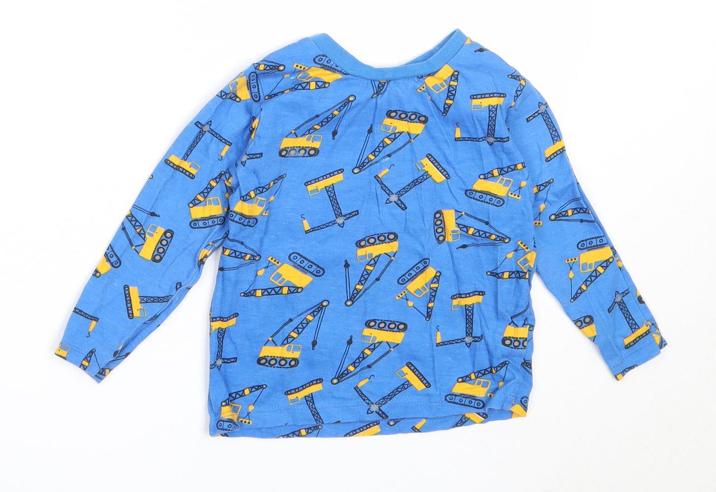 Dunnes Stores Boys Blue  Cotton Basic T-Shirt Size 18-24 Months Round Neck  - Crane