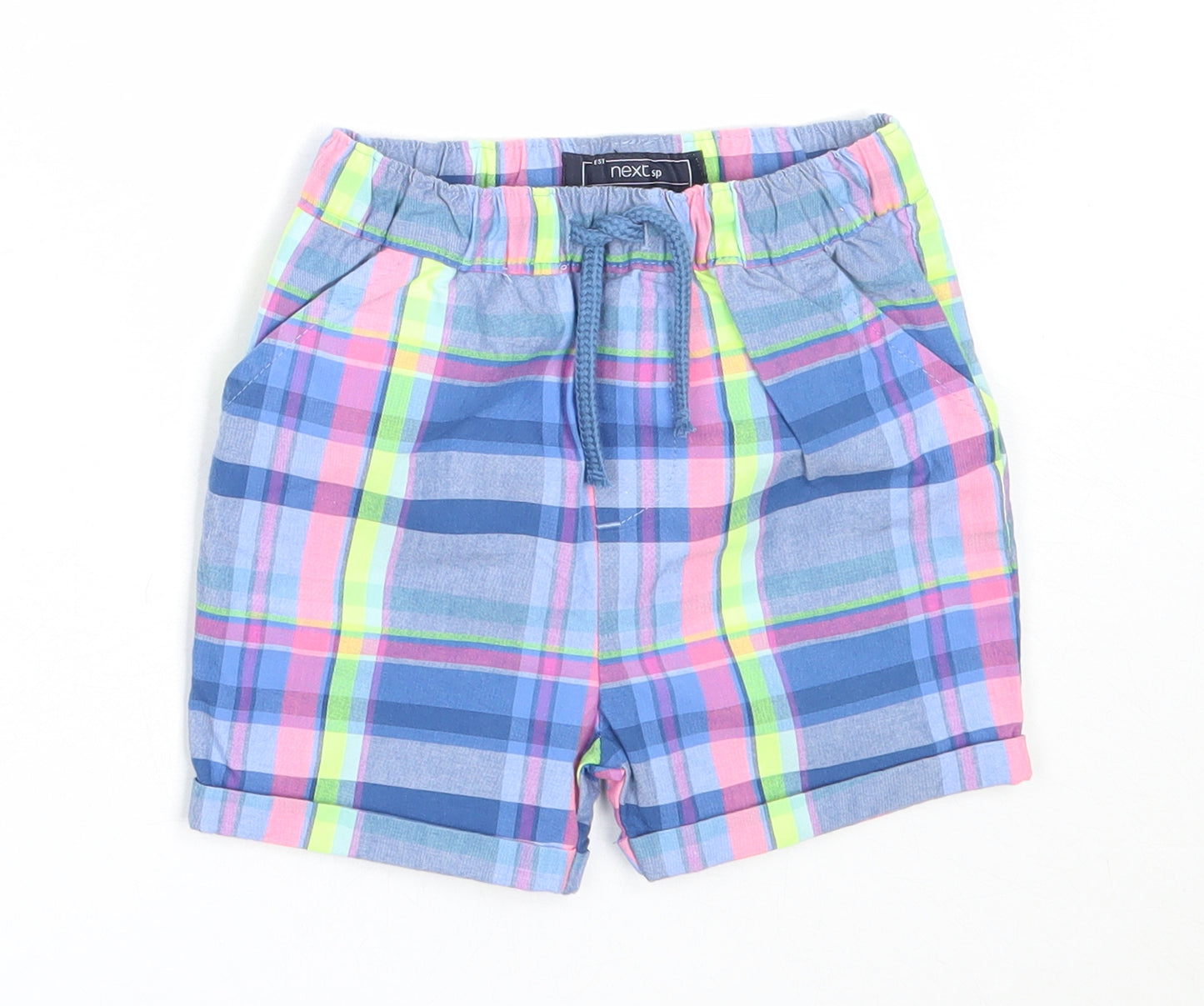 NEXT Boys Blue Check Cotton Cropped Trousers Size 12-18 Months