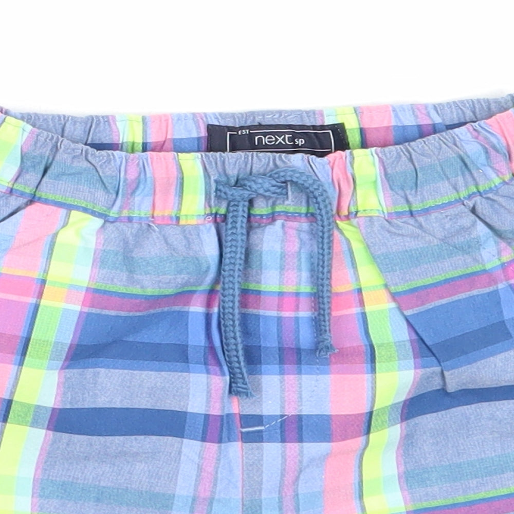 NEXT Boys Blue Check Cotton Cropped Trousers Size 12-18 Months