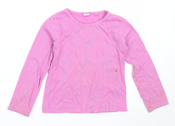 Adams Girls Pink Cotton Basic T-Shirt Size 5 Years Round Neck