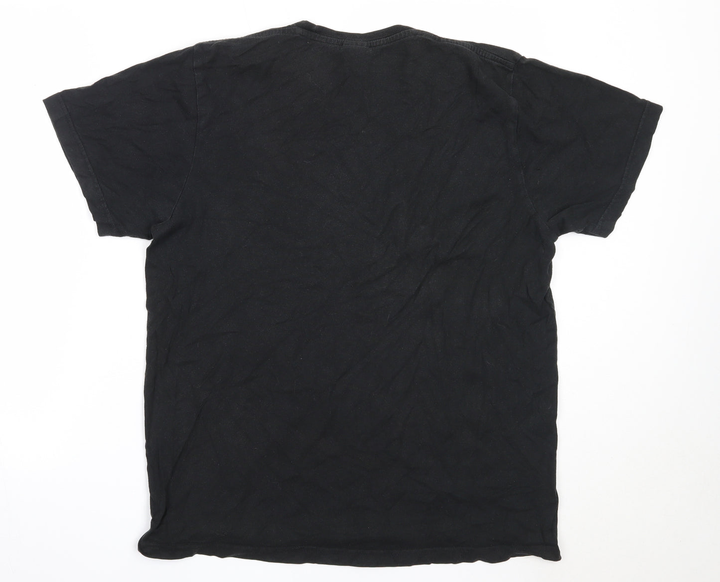 adidas Mens Black  Cotton  T-Shirt Size L Round Neck