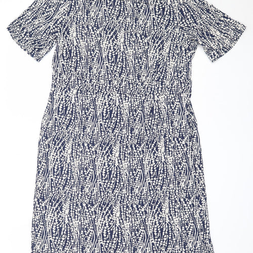 Adini Womens Blue  Viscose Fit & Flare  Size M  Round Neck
