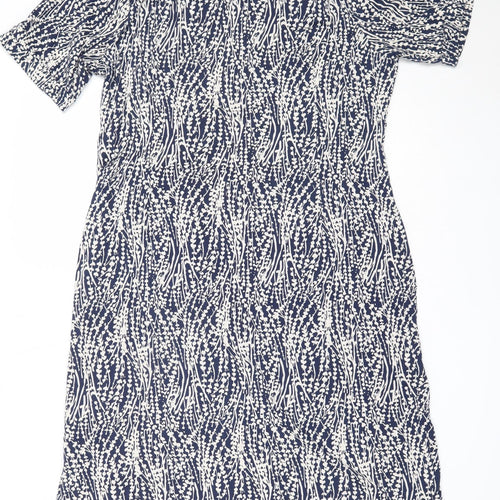 Adini Womens Blue  Viscose Fit & Flare  Size M  Round Neck