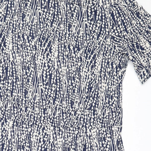 Adini Womens Blue  Viscose Fit & Flare  Size M  Round Neck