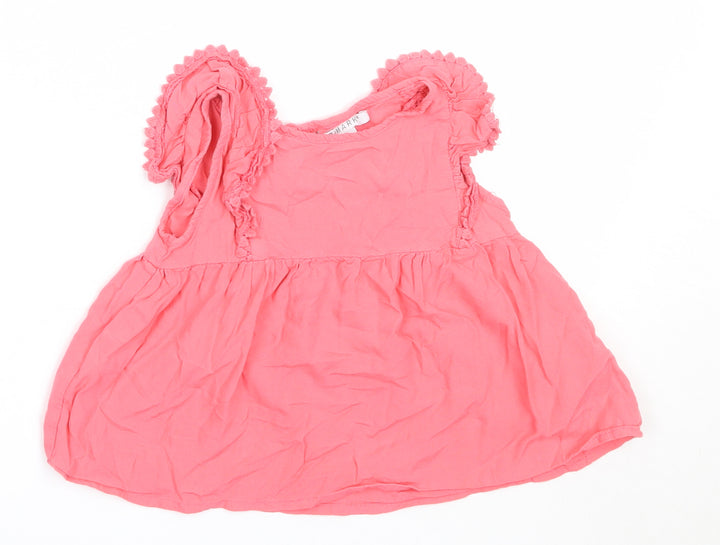 Primark Girls Pink  Viscose Basic Tank Size 5-6 Years Round Neck