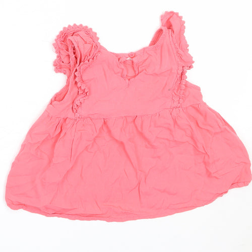Primark Girls Pink  Viscose Basic Tank Size 5-6 Years Round Neck