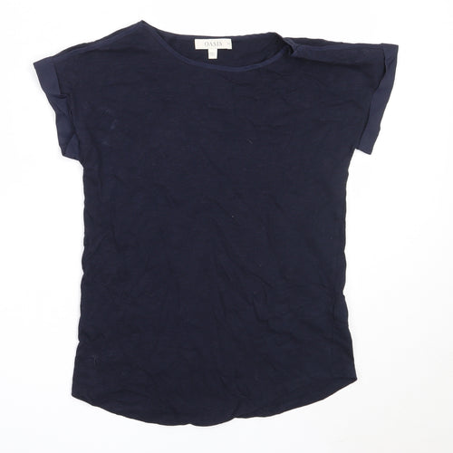 Oasis Womens Blue  Cotton Basic T-Shirt Size XS Round Neck
